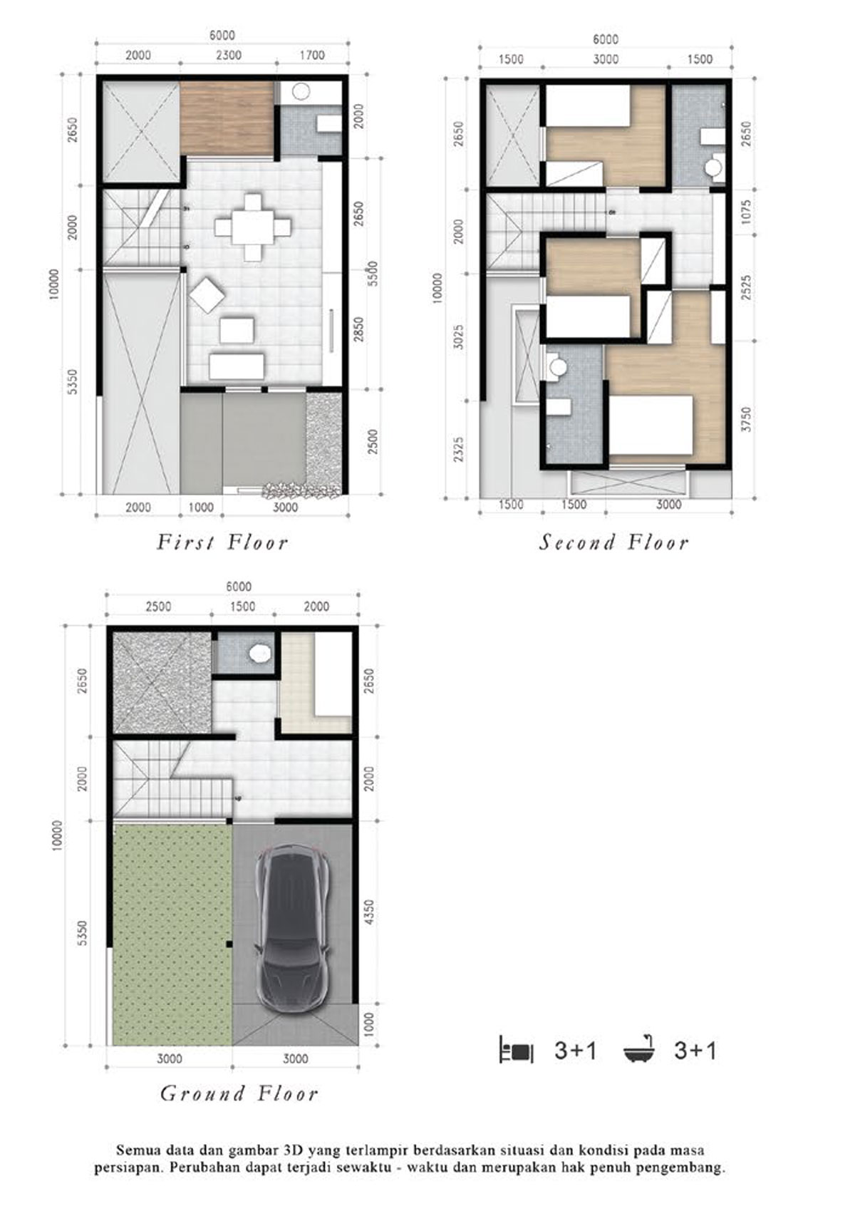 Sket Rumah Modern 3 Lantai